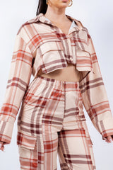 Cropped Wide Cuff Shirt & Cargo Pants Set SALE