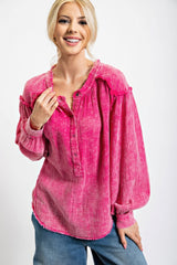 Relaxed Fit Frayed Hem Cotton Gauze Tunic Simmer & Fay   