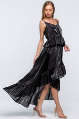 High-Low Maxi Dress - Ruffled Asymmetrical Hem Simmer & Fay   