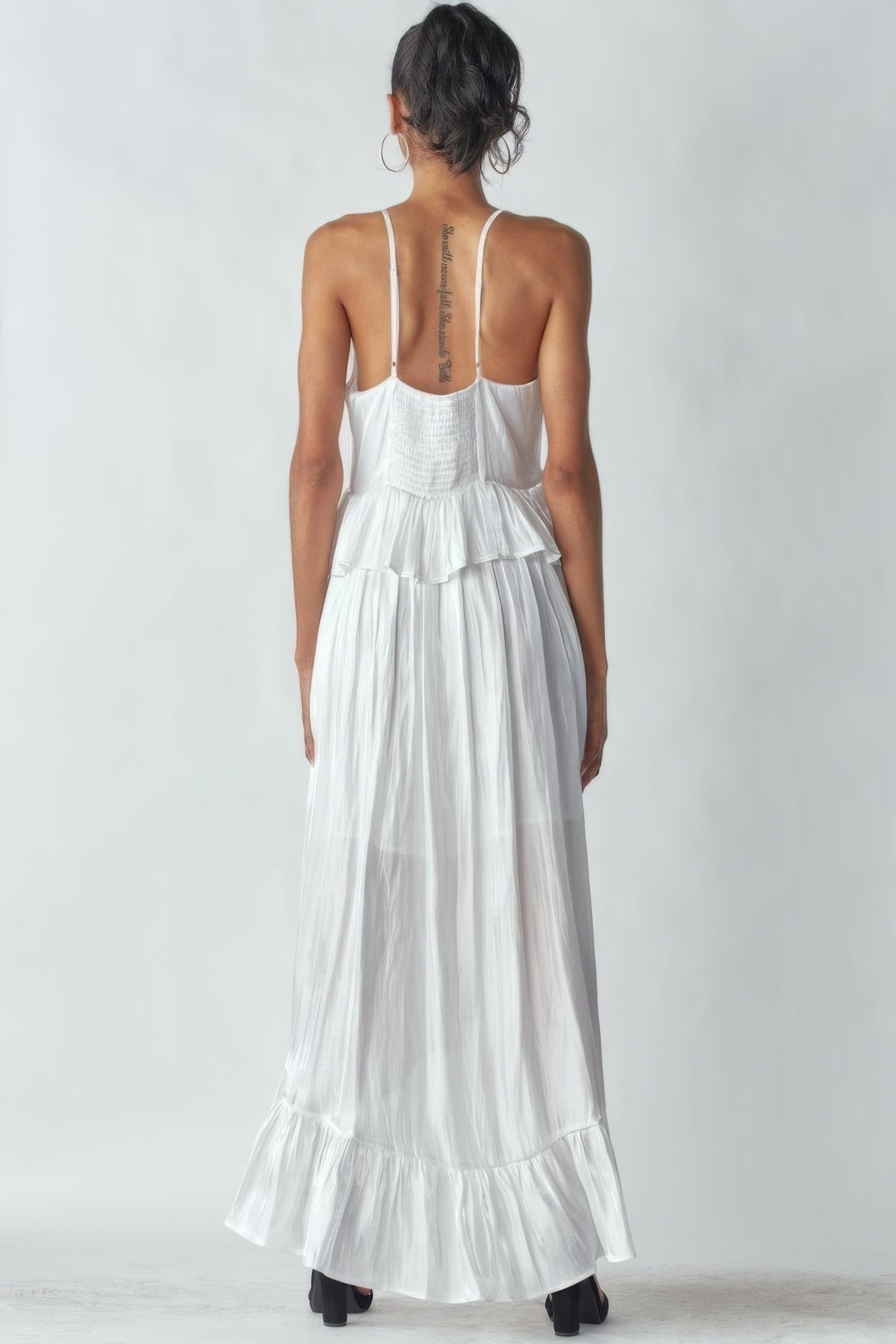 Boho Maxi Dress - Ruffled Asymmetrical Hem Simmer & Fay   