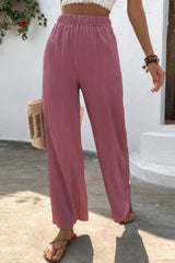 High Waist Textured Wide Leg Palazzo Pants Simmer & Fay   