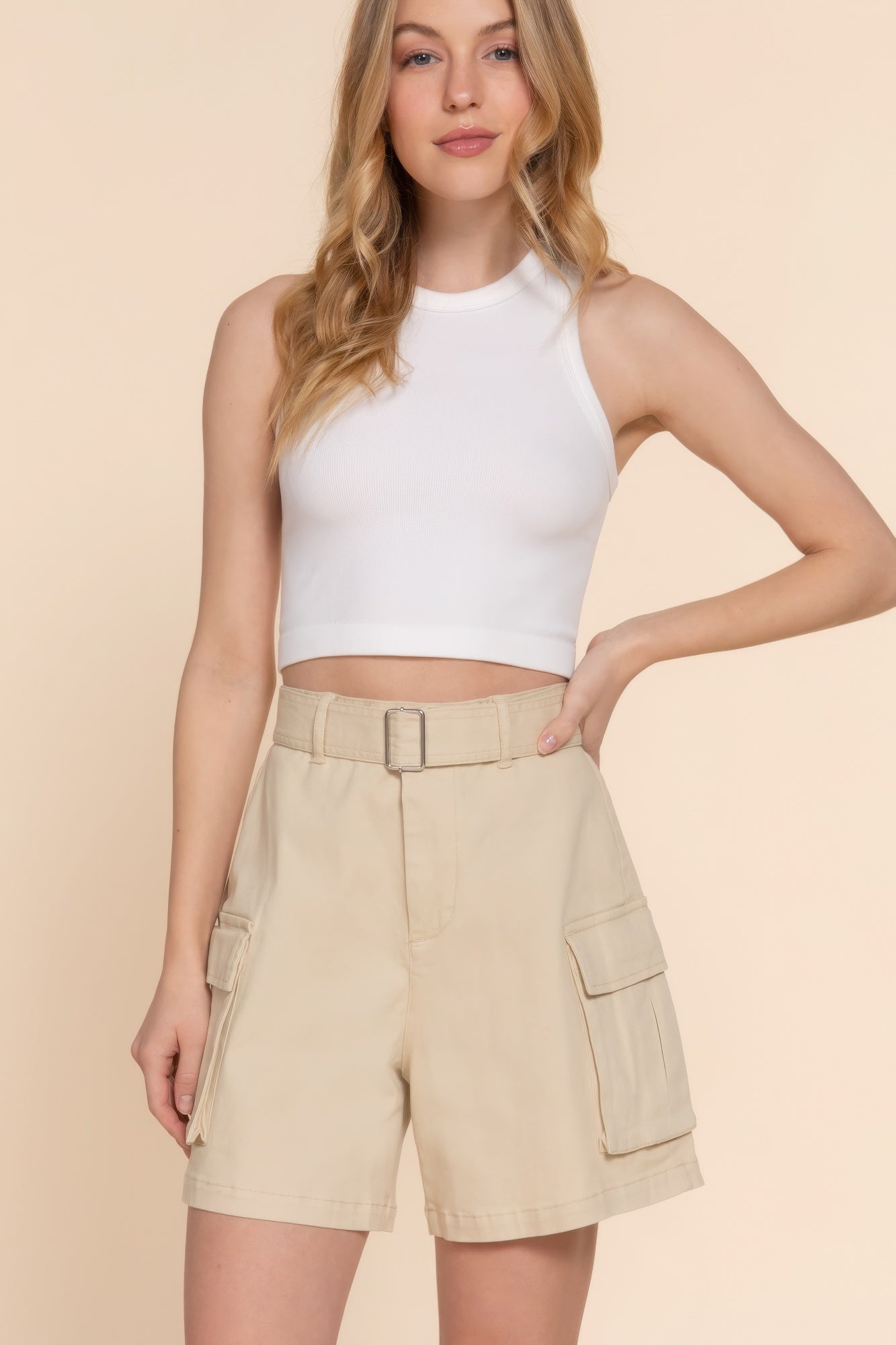 Belted Relaxed Cargo Shorts Simmer & Fay   