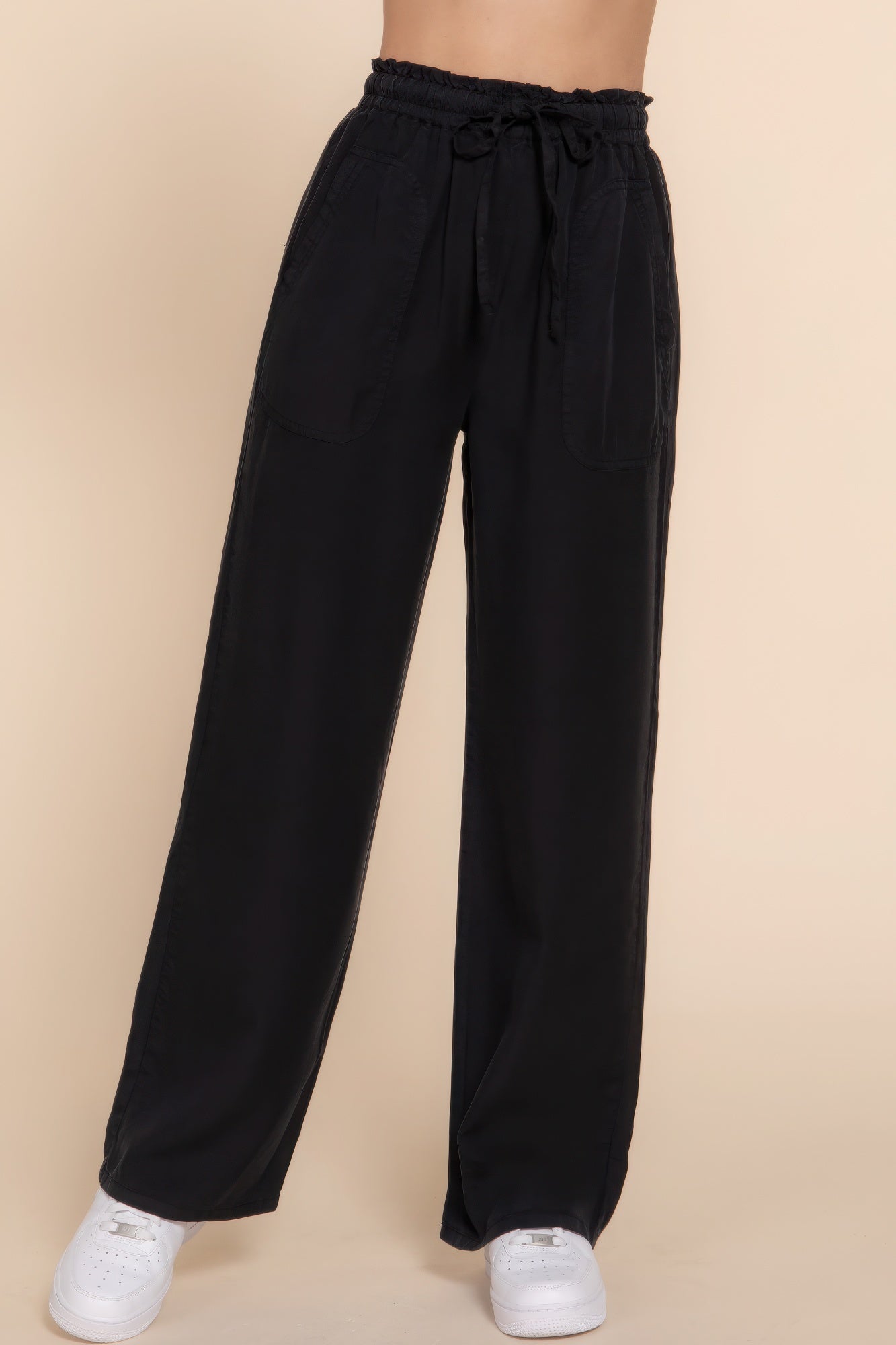 Tie Elastic Waist Tencel Long Pants Simmer & Fay   