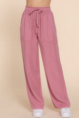 Tie Elastic Waist Tencel Long Pants Simmer & Fay   