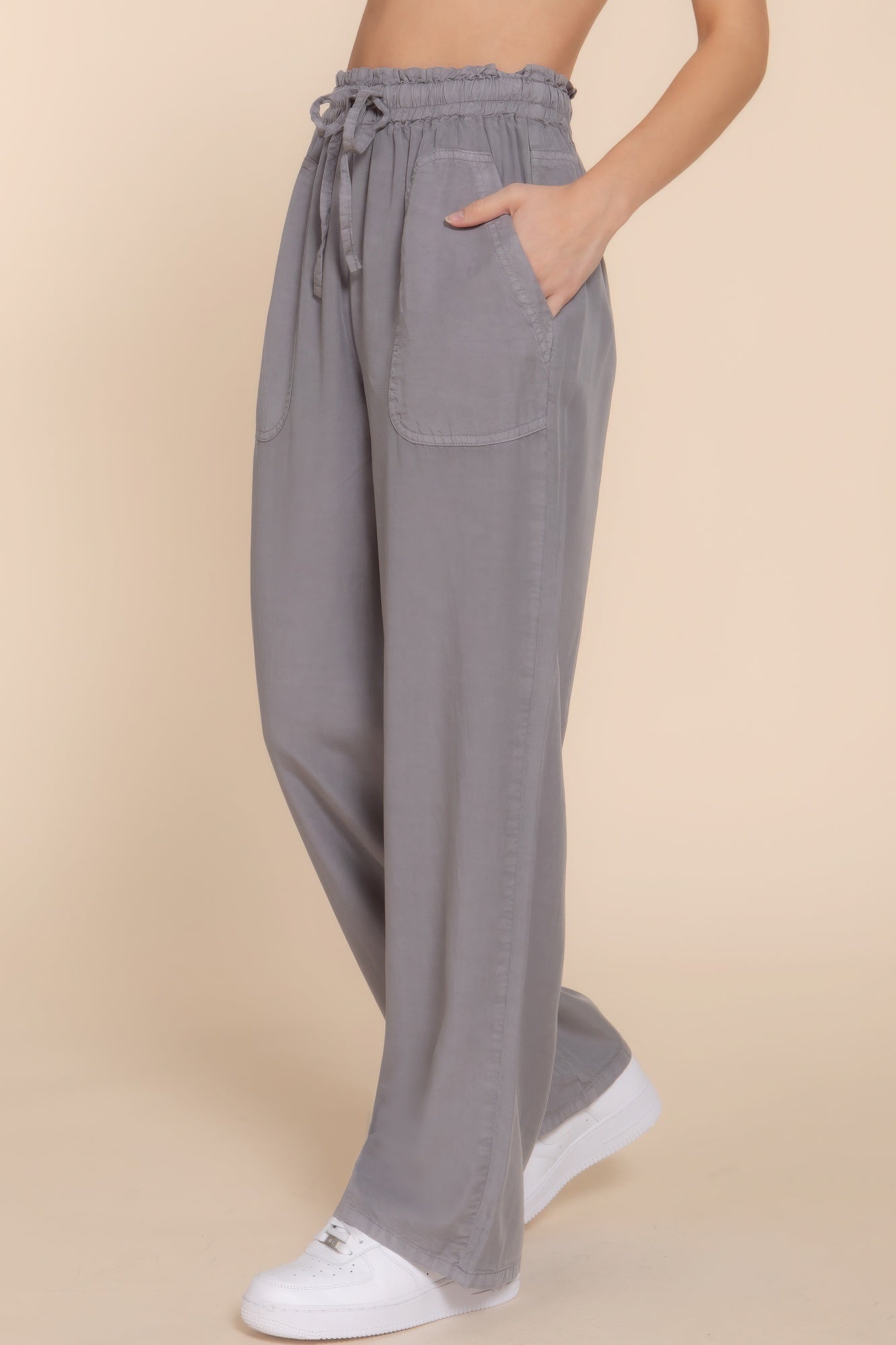 Tie Elastic Waist Tencel Long Pants Simmer & Fay   