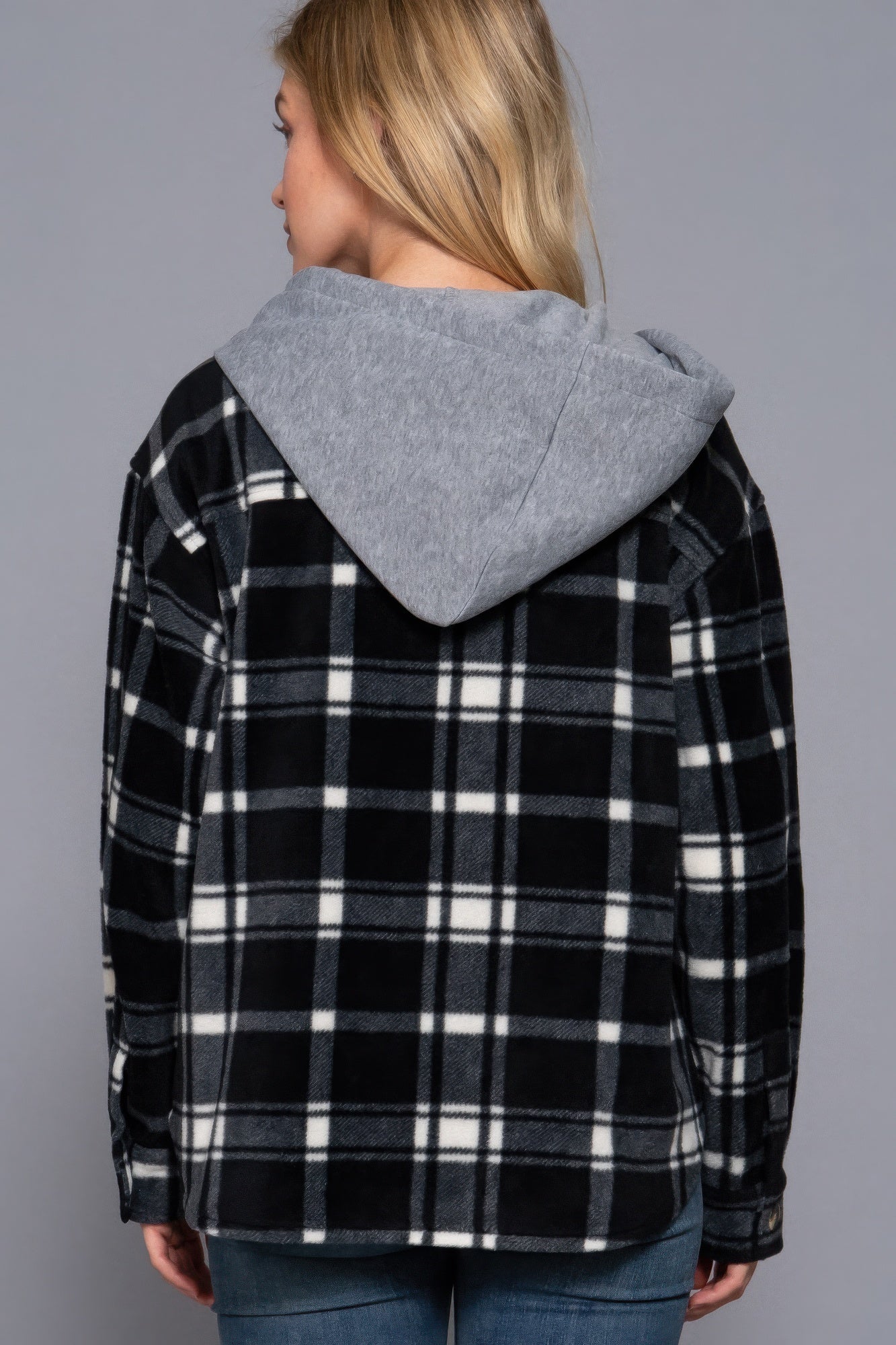 Plaid Print Hoodie Fleece Jacket Simmer & Fay   