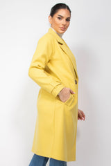 Yellow Longline Lapel Collar Woven Coat Simmer & Fay   