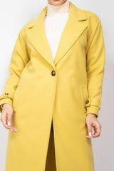 Yellow Longline Lapel Collar Woven Coat Simmer & Fay   