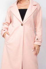 Blush Pink Longline Lapel Collar Woven Coat Simmer & Fay   