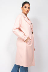 Blush Pink Longline Lapel Collar Woven Coat Simmer & Fay   