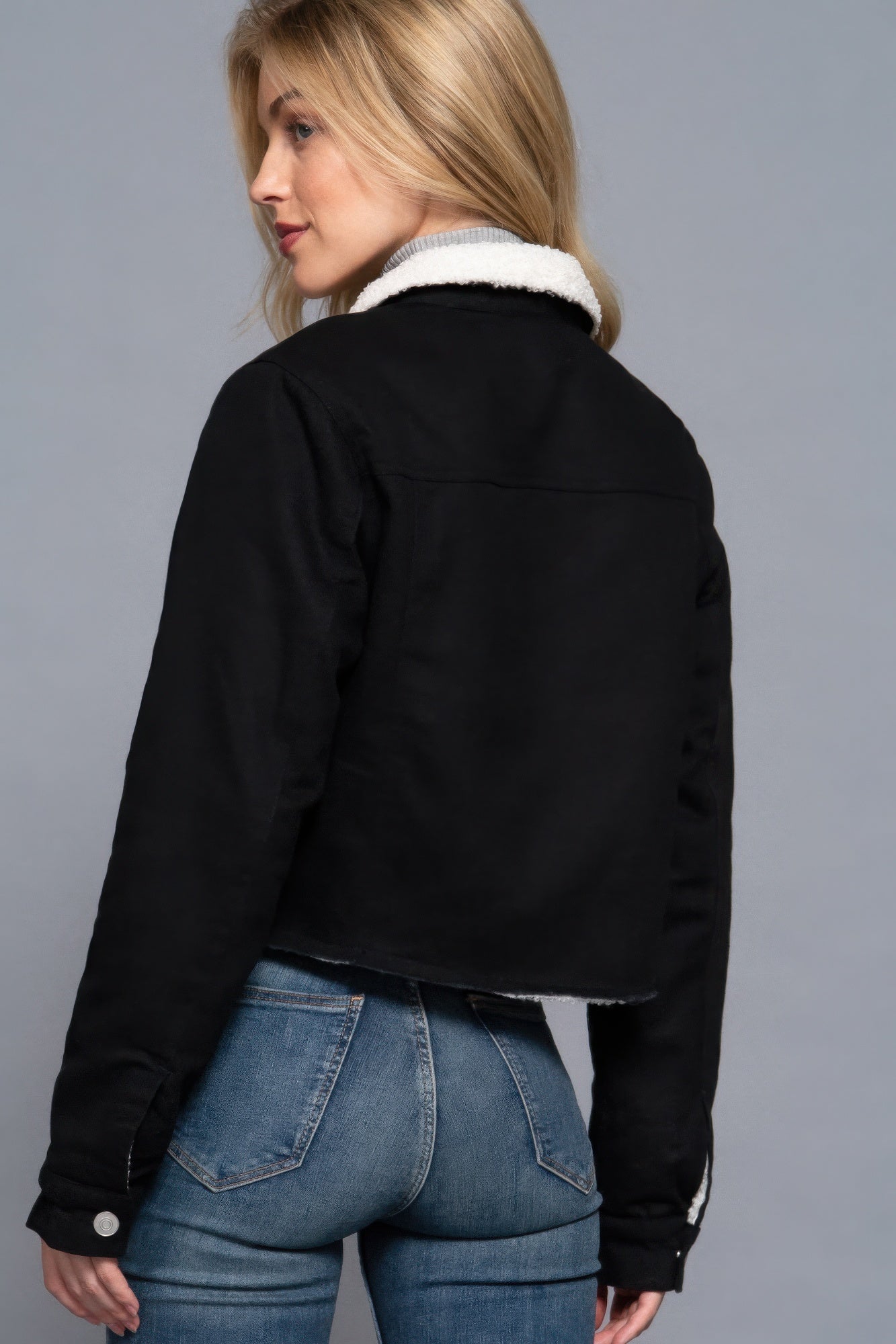 Button Closure Sherpa-lined Twill Black Jacket Simmer & Fay   