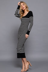 Long Sleeve Stripe Sweater Long Dress Simmer & Fay   