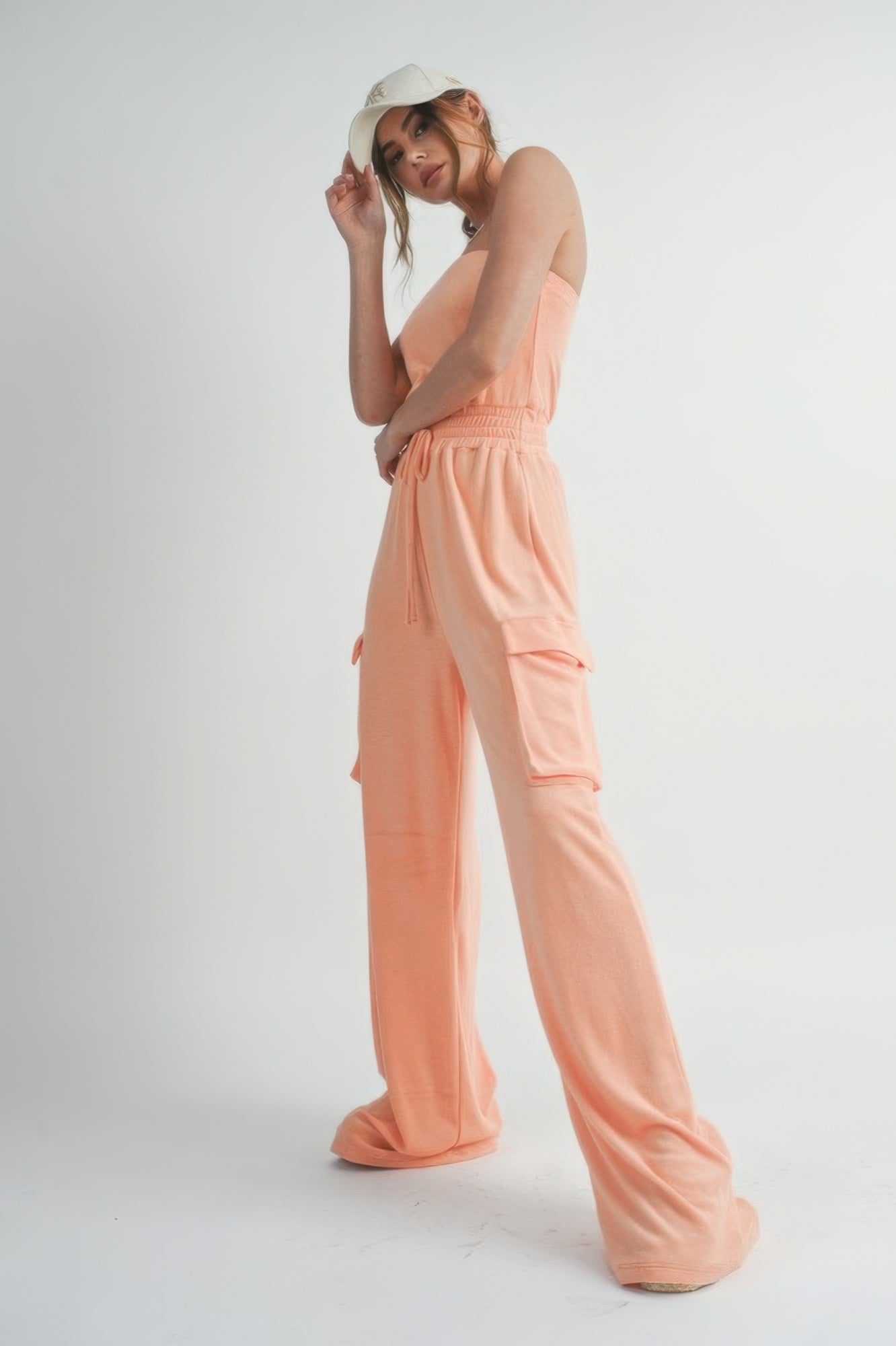 Tube Top Jumpsuit Romper in Peach Simmer & Fay   