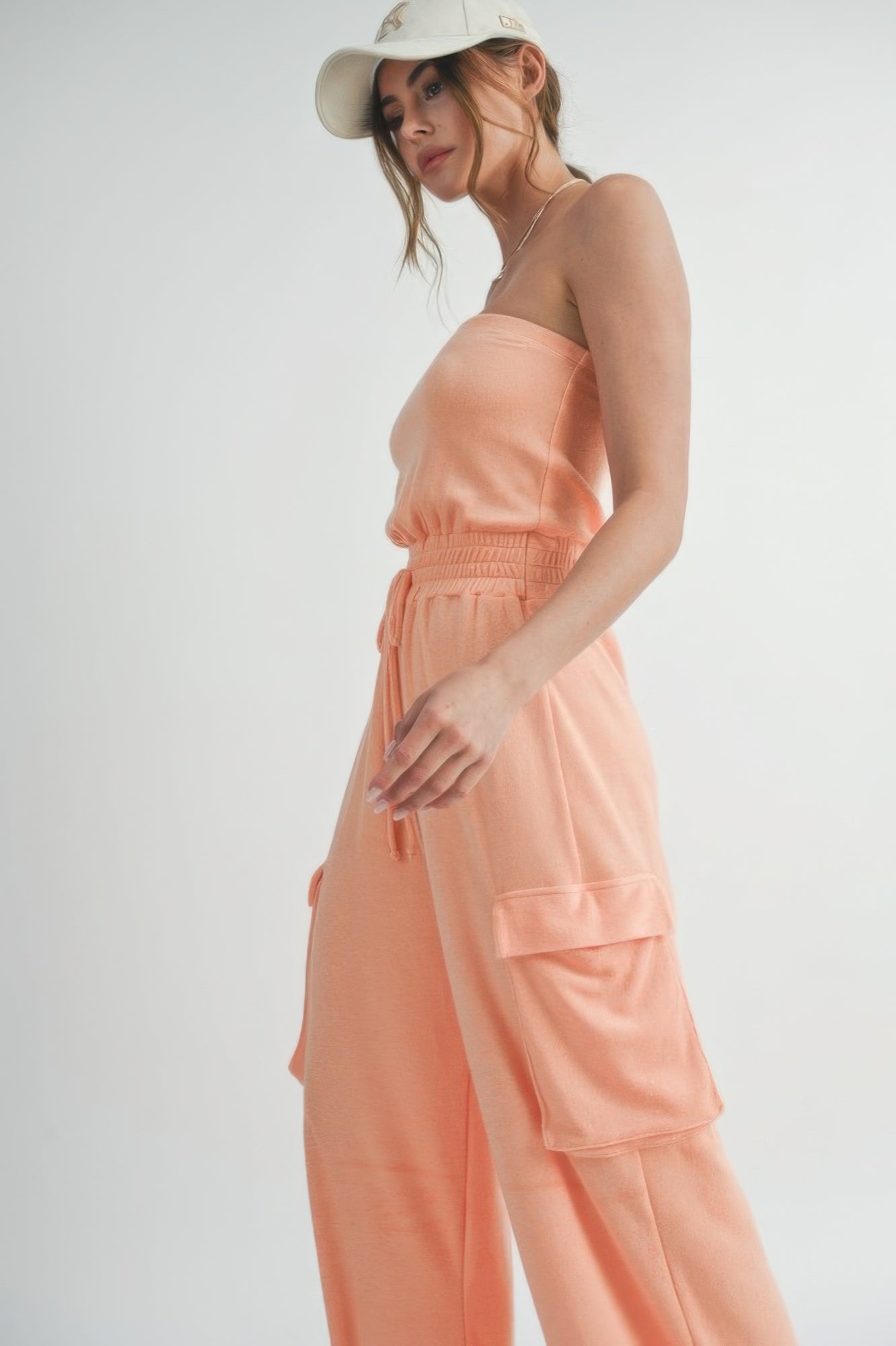 Tube Top Jumpsuit Romper in Peach Simmer & Fay   