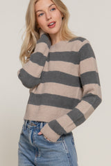 Long Sleeve Crew Neck Stripe Sweater Simmer & Fay   