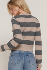 Long Sleeve Crew Neck Stripe Sweater Simmer & Fay   