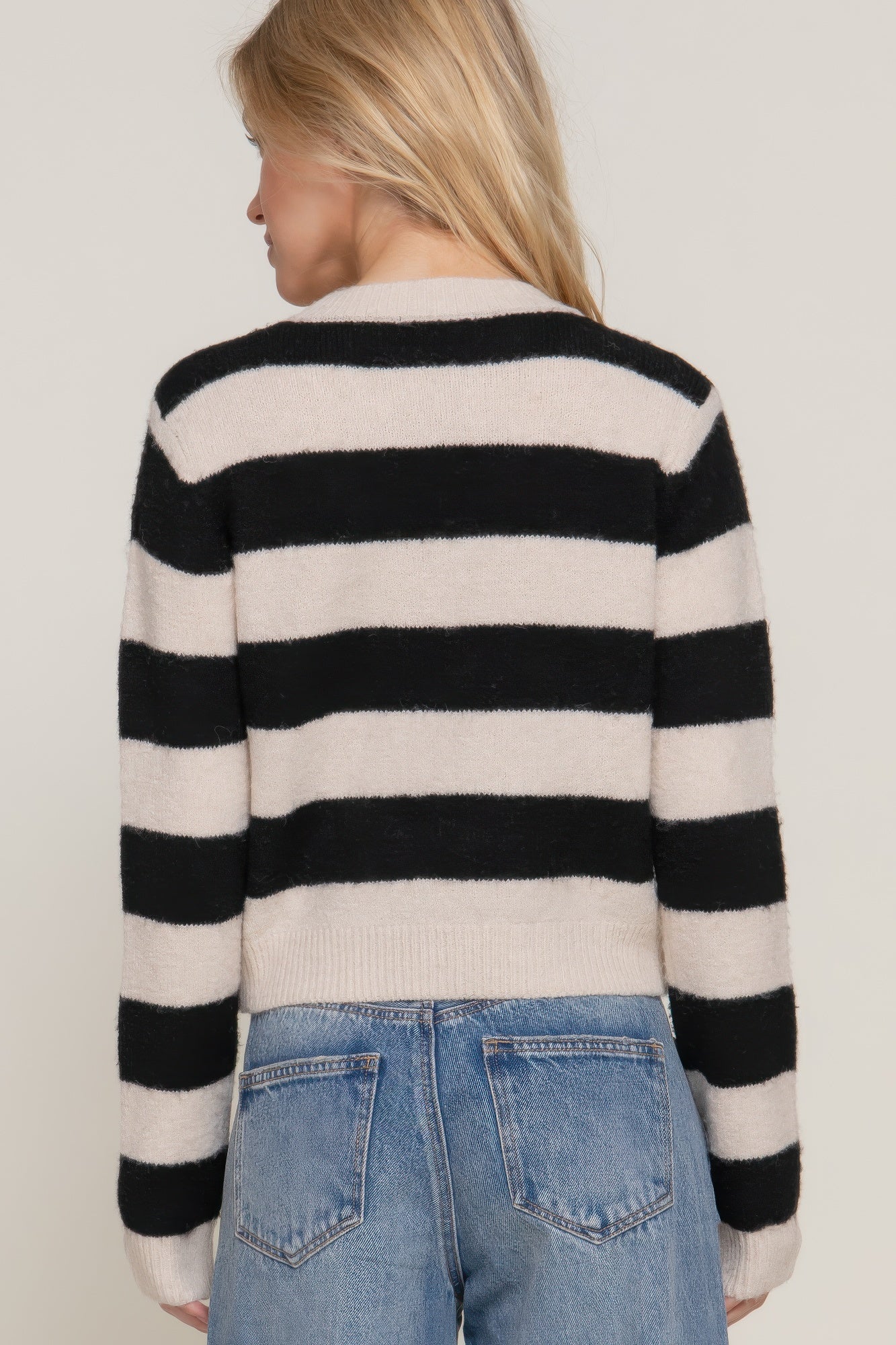 Long Sleeve Crew Neck Stripe Sweater Simmer & Fay   