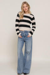 Long Sleeve Crew Neck Stripe Sweater Simmer & Fay   