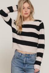 Long Sleeve Crew Neck Stripe Sweater Simmer & Fay   