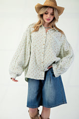 Floral Cotton Gauze Button Down Woven Shirt Simmer & Fay