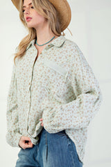 Floral Cotton Gauze Button Down Woven Shirt Simmer & Fay