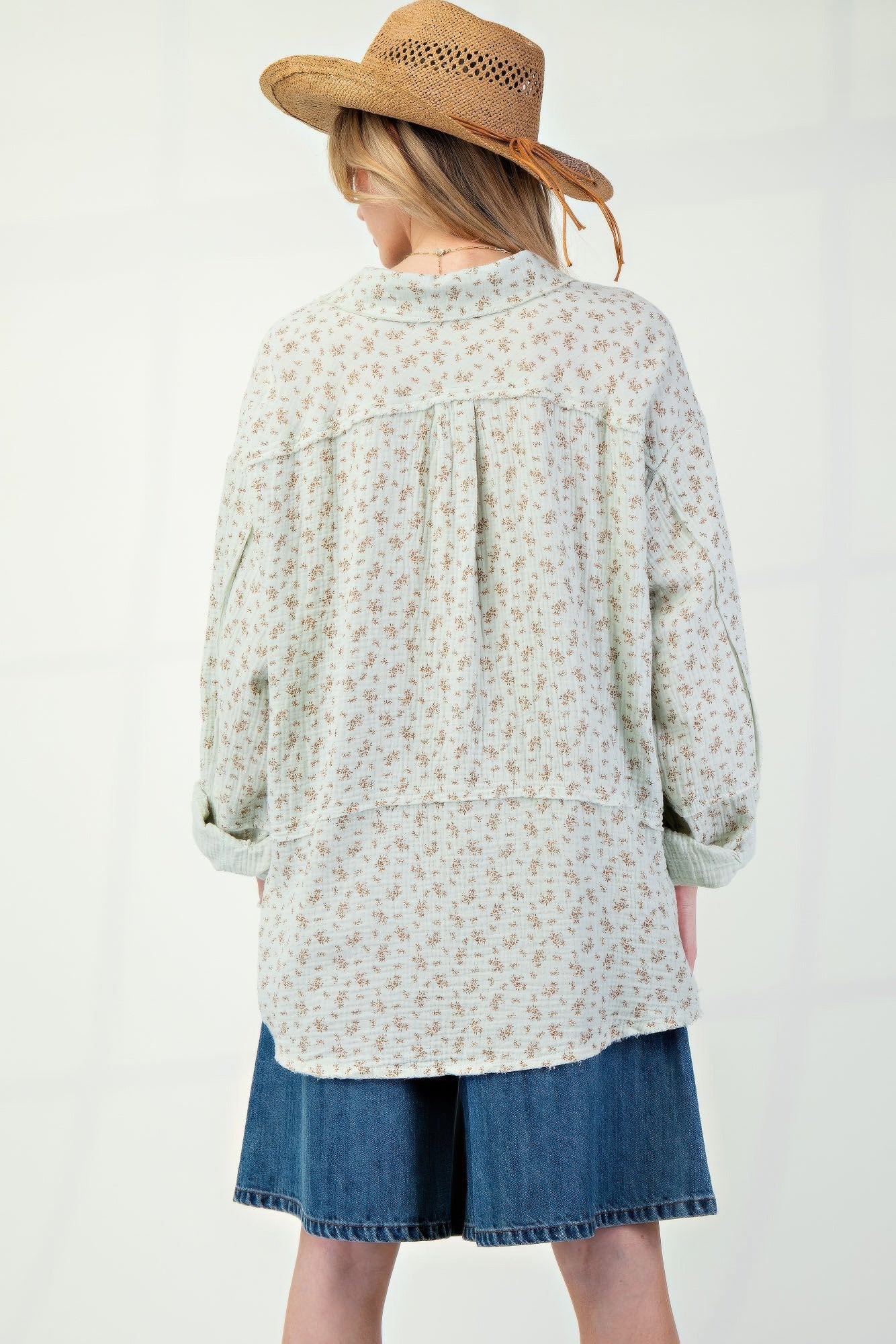 Floral Cotton Gauze Button Down Woven Shirt Simmer & Fay