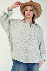 Floral Cotton Gauze Button Down Woven Shirt Simmer & Fay S