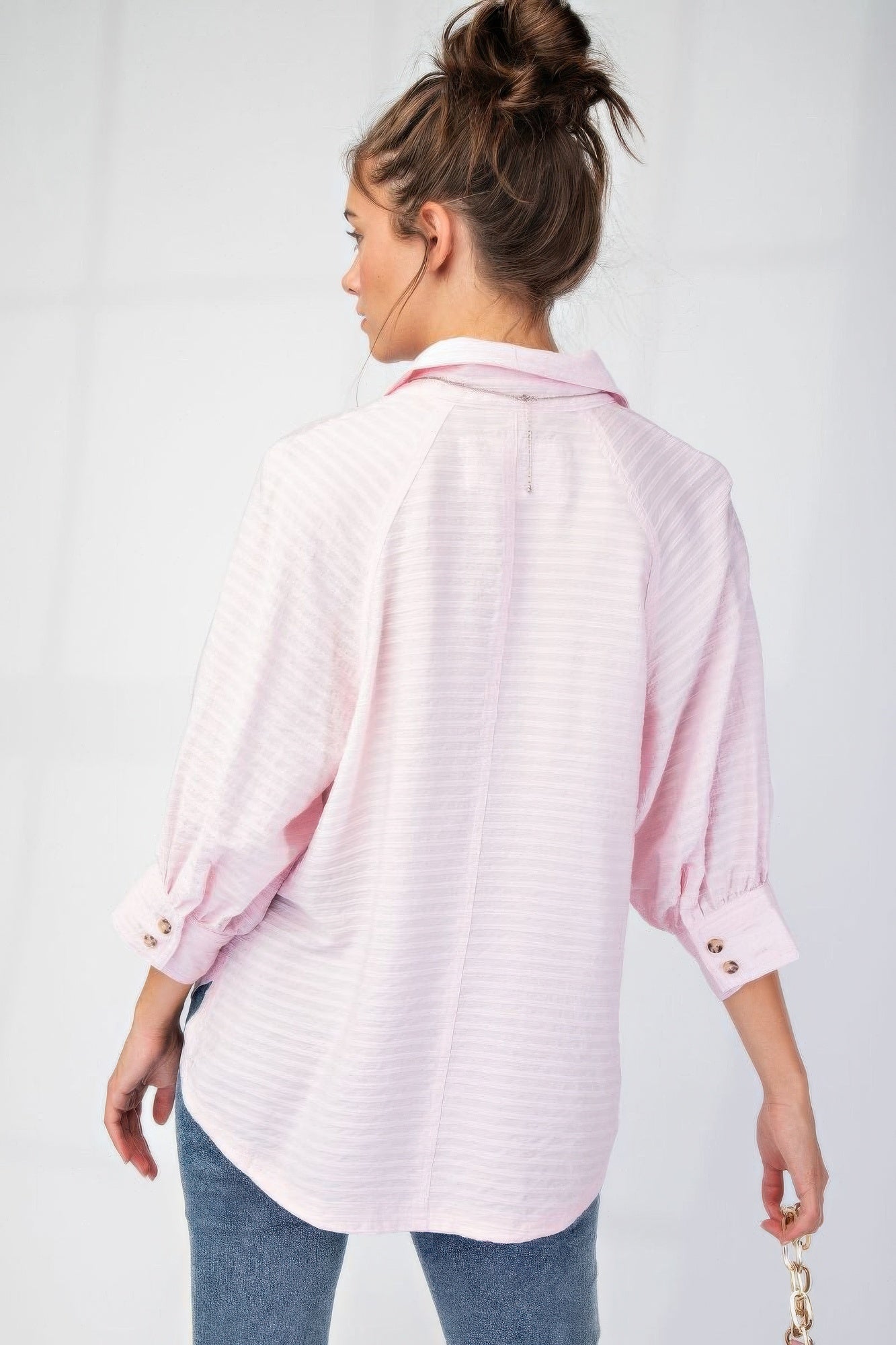 Button Down Textured Woven Shirt in Pink Simmer & Fay