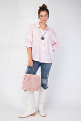 Button Down Textured Woven Shirt in Pink Simmer & Fay