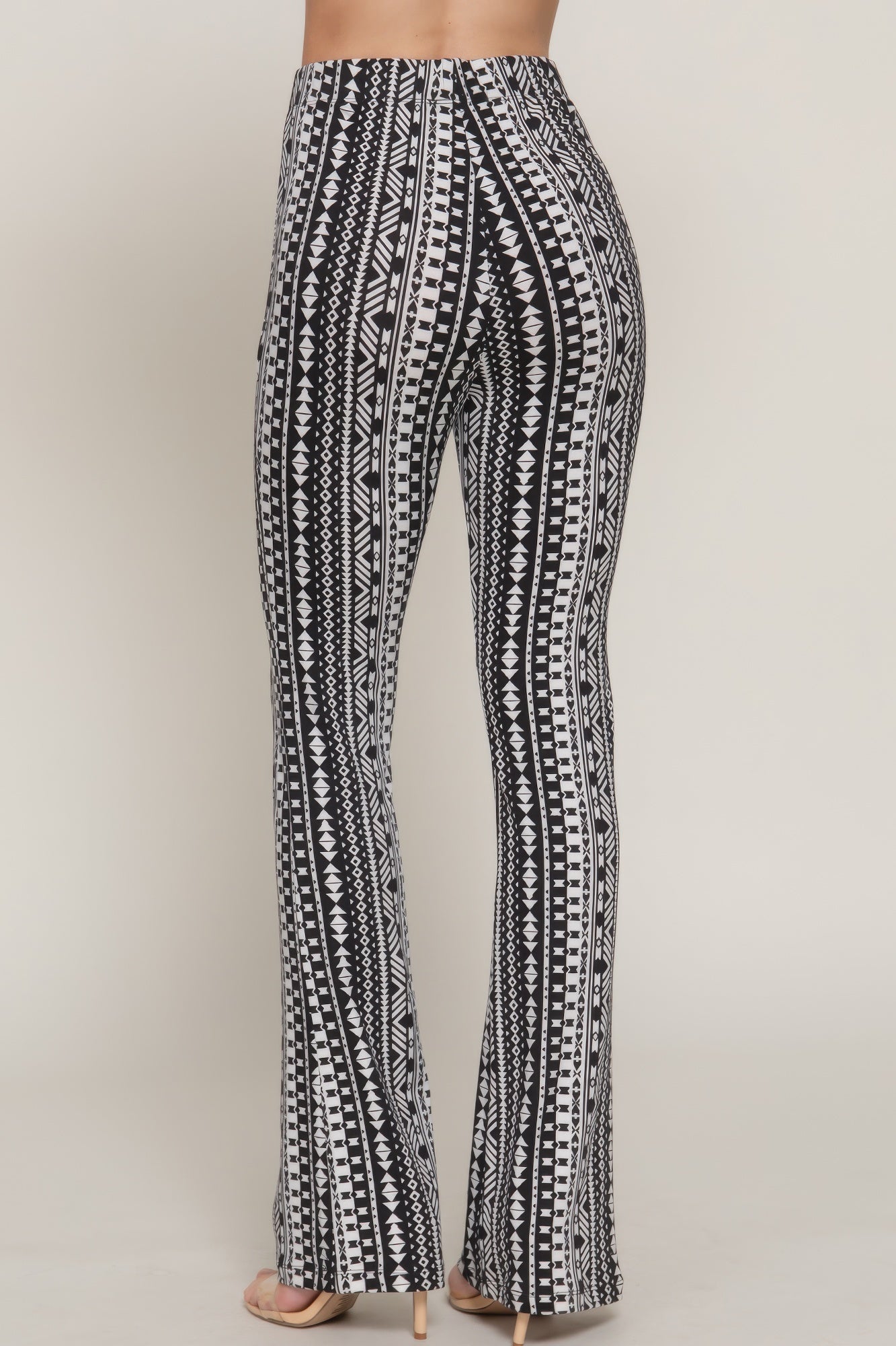 Waist Elastic Slim Flare Print Pants Simmer & Fay