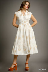 Tropical Breeze Embroidered Midi Dress Simmer & Fay S