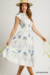 Tropical Breeze Embroidered Midi Dress Simmer & Fay