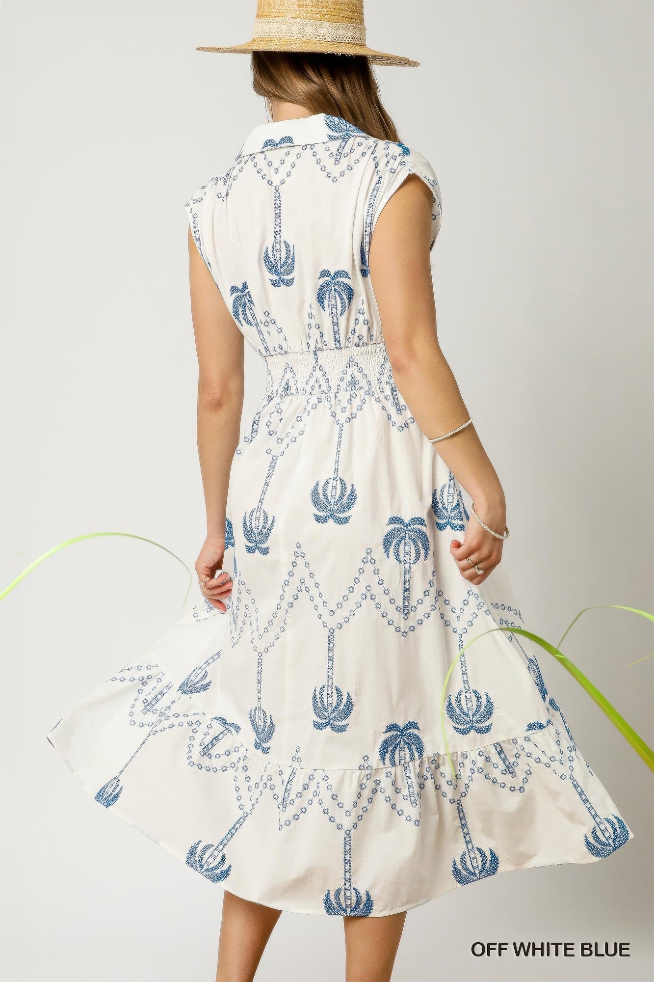 Tropical Breeze Embroidered Midi Dress Simmer & Fay