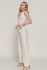 Sleeveless Top & Crinkle Knit Pants Set in Ivory Simmer & Fay