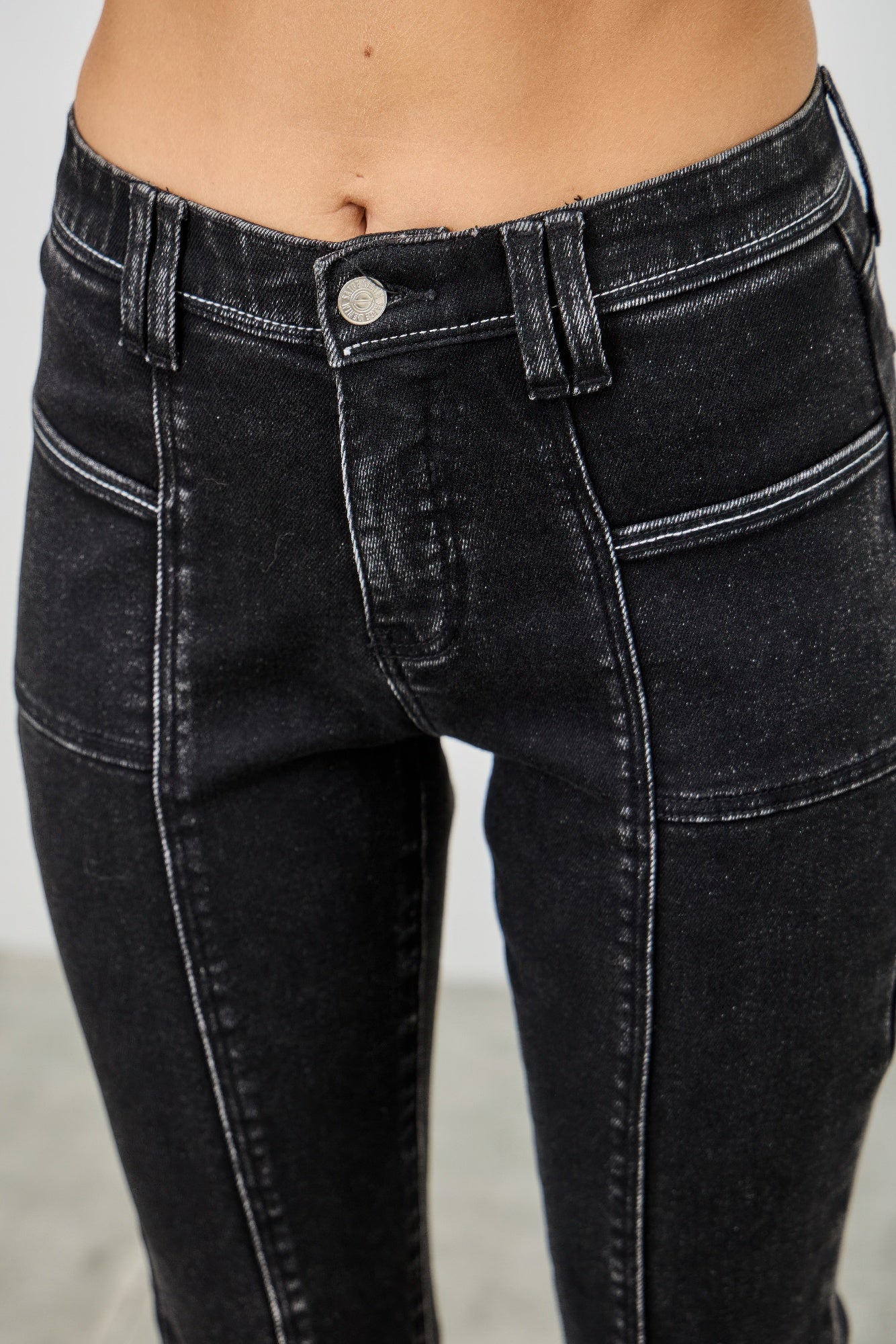 Mid Rise Slim Straight In Black Acid Jeans Saige Jeans