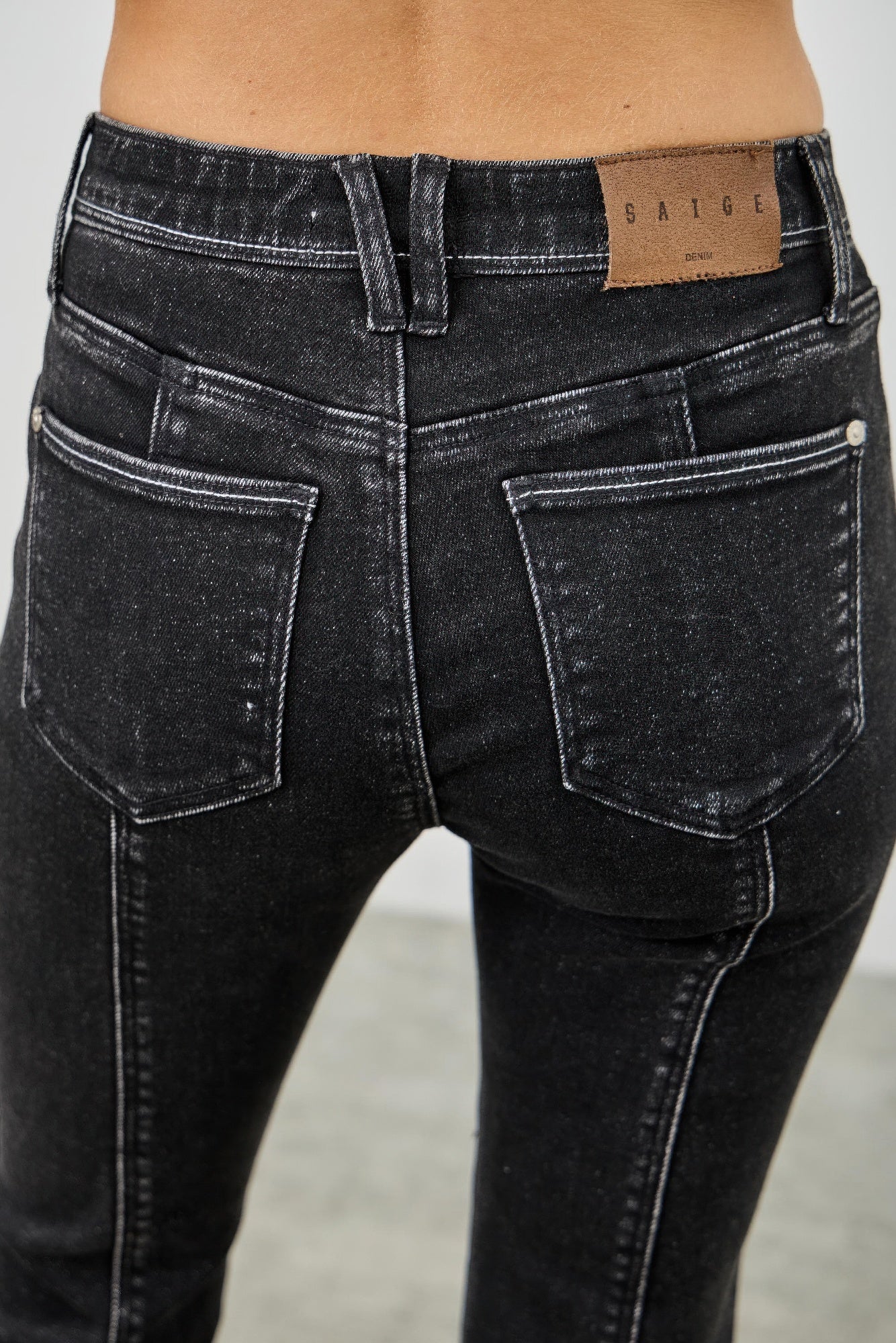 Mid Rise Slim Straight In Black Acid Jeans Saige Jeans