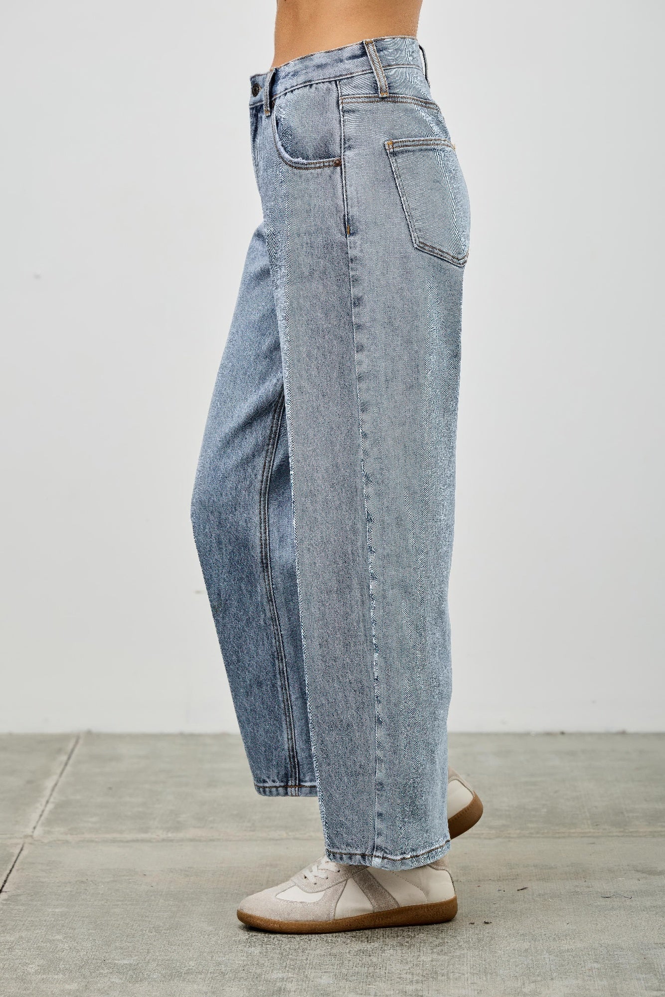 High Rise Low Curve Barrel Jeans Saige Jeans
