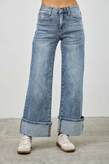 Mid Rise Cuffed Jeans With Stretch Jeans Saige Jeans 0