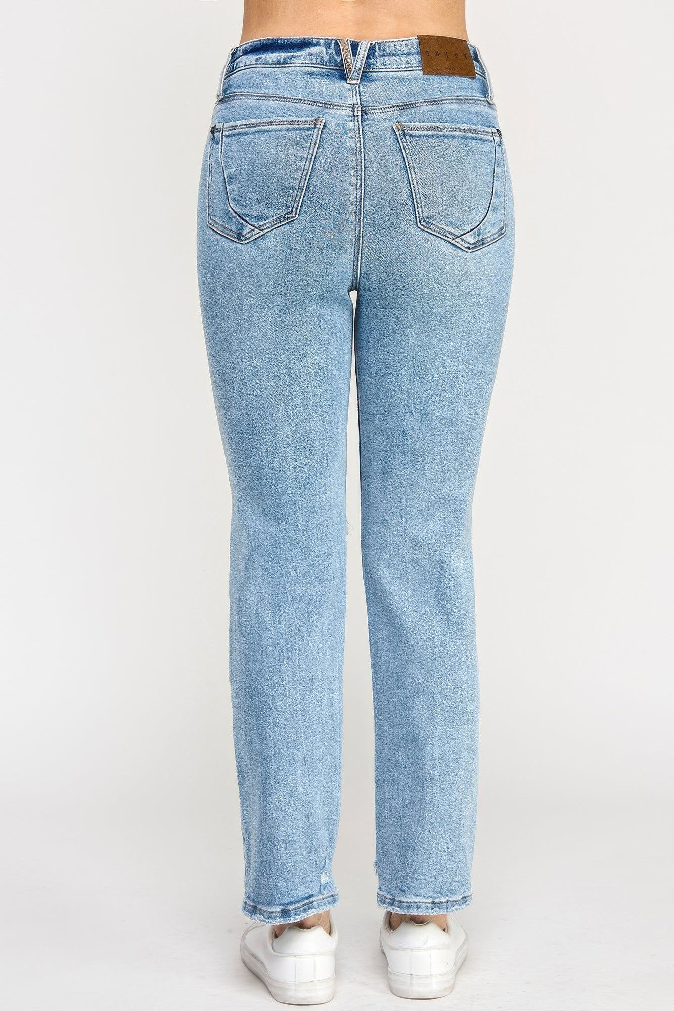 High Rise Button Fly Crop Slim Straight Jeans Saige Jeans