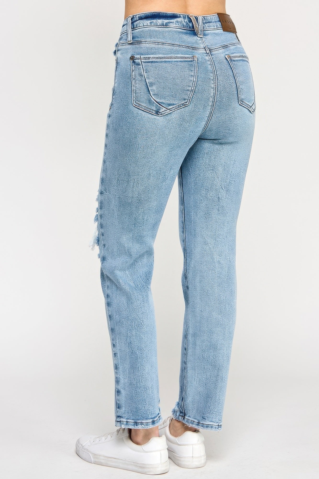 High Rise Button Fly Crop Slim Straight Jeans Saige Jeans