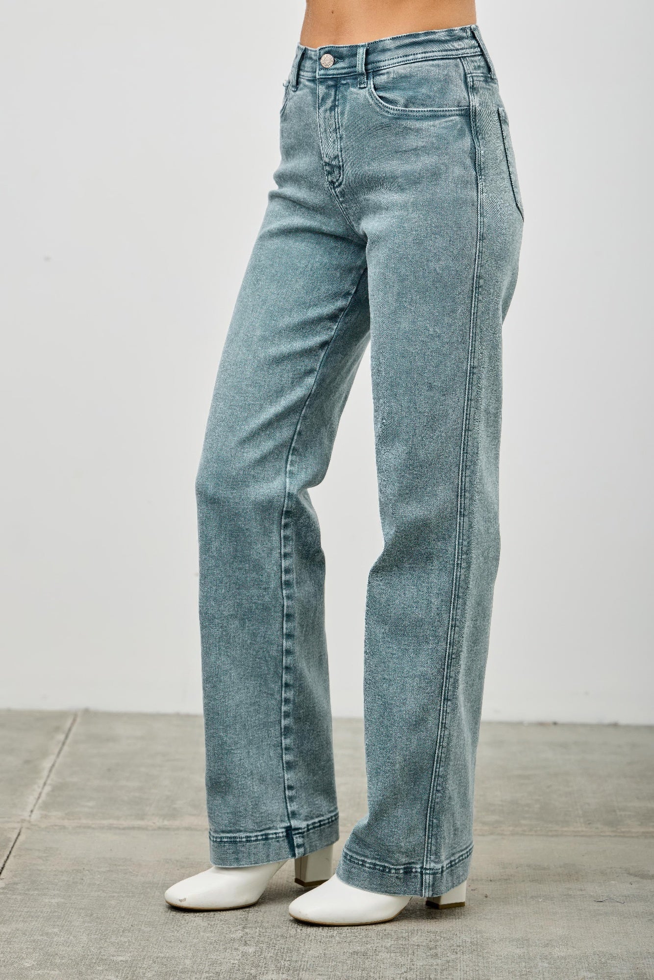 High Rise Slim Wide Straight Jeans Saige Jeans