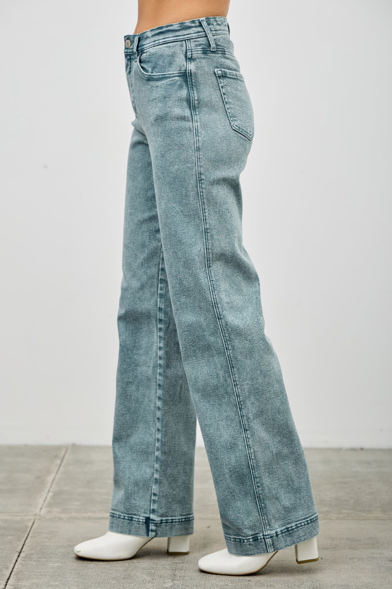 High Rise Slim Wide Straight Jeans Saige Jeans
