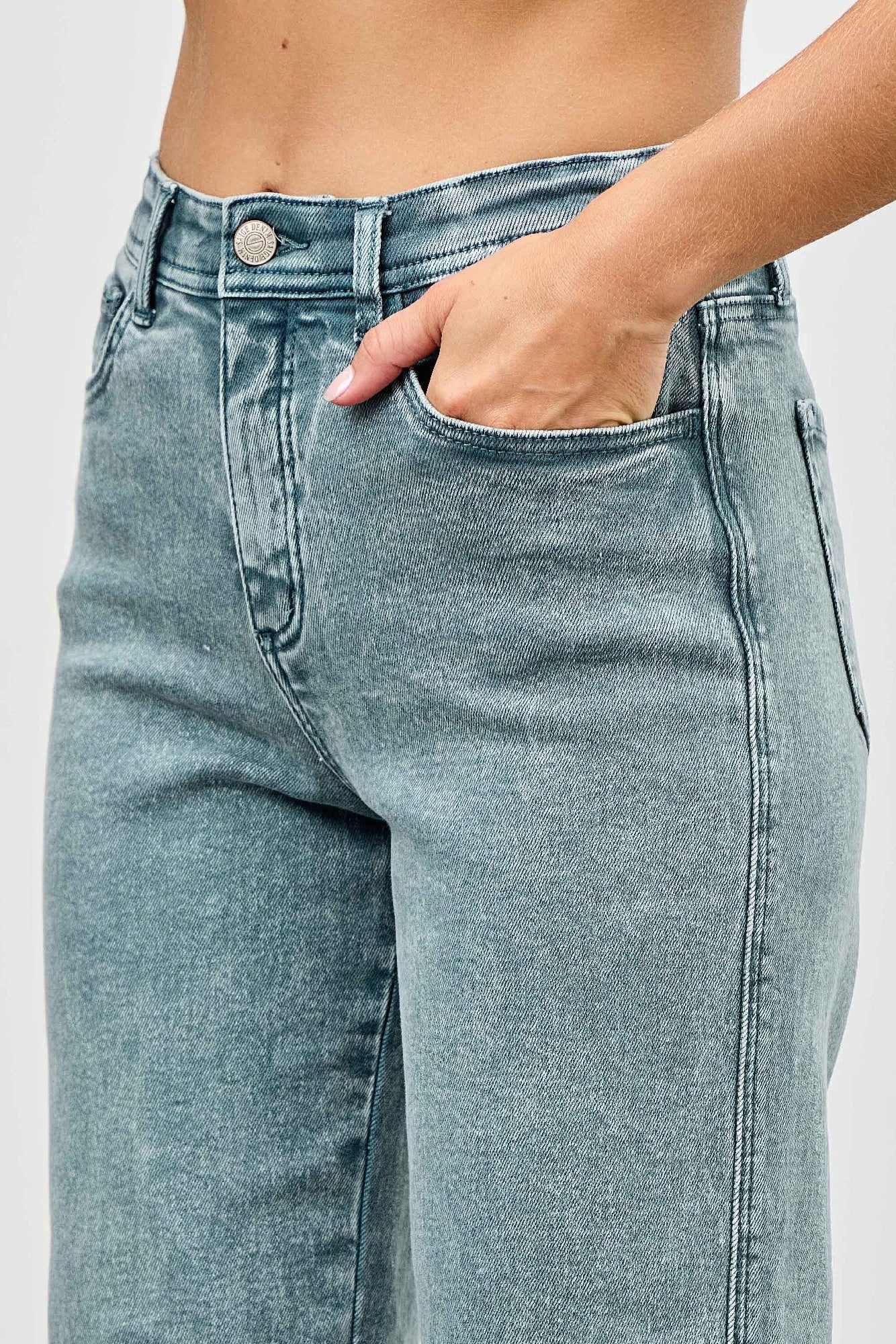High Rise Slim Wide Straight Jeans Saige Jeans