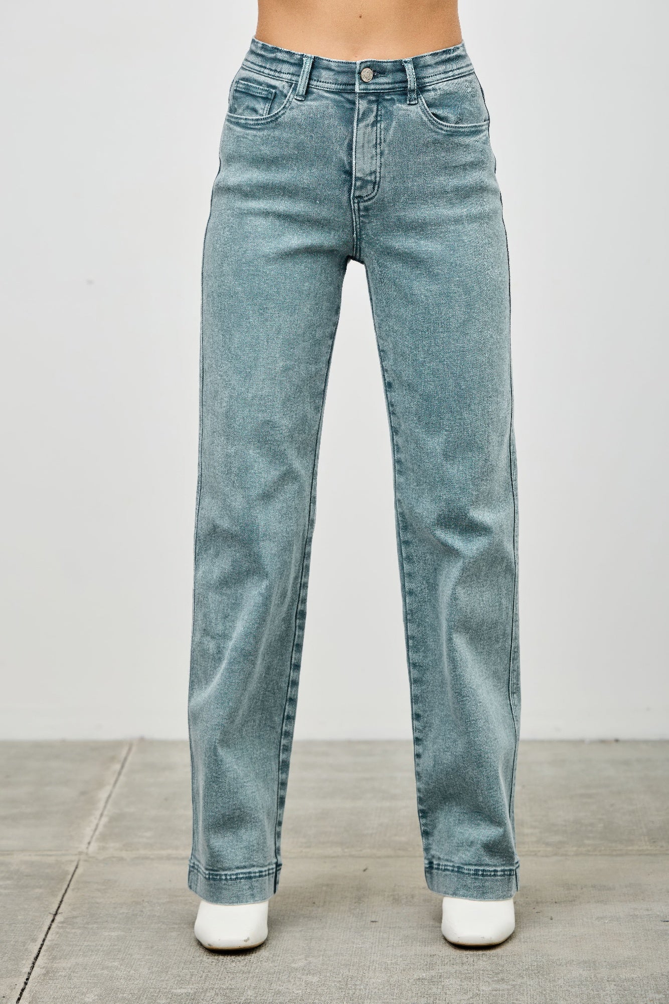 High Rise Slim Wide Straight Jeans Saige Jeans 0