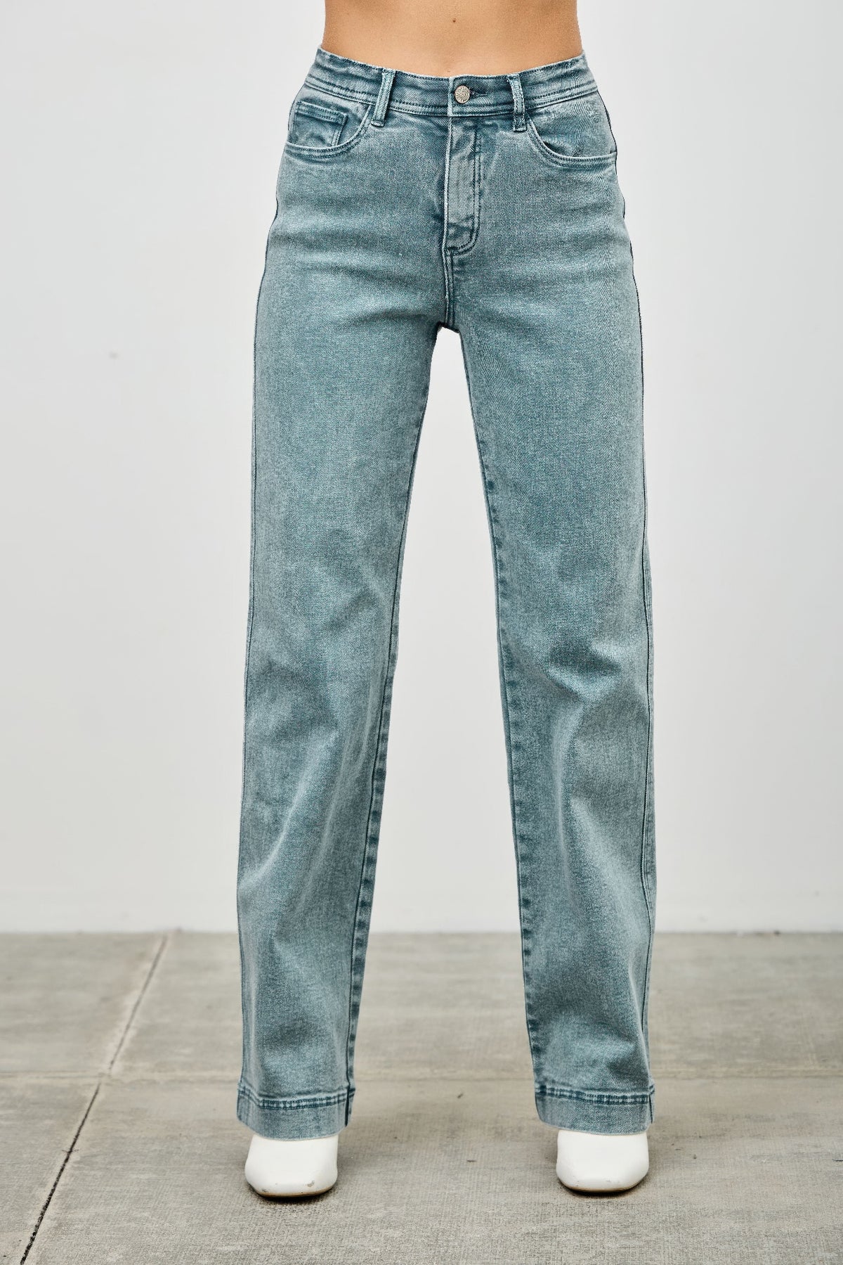 High Rise Slim Wide Straight Jeans Saige Jeans 0