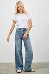 High Rise Double Pocket Wide Leg Jeans Saige Jeans