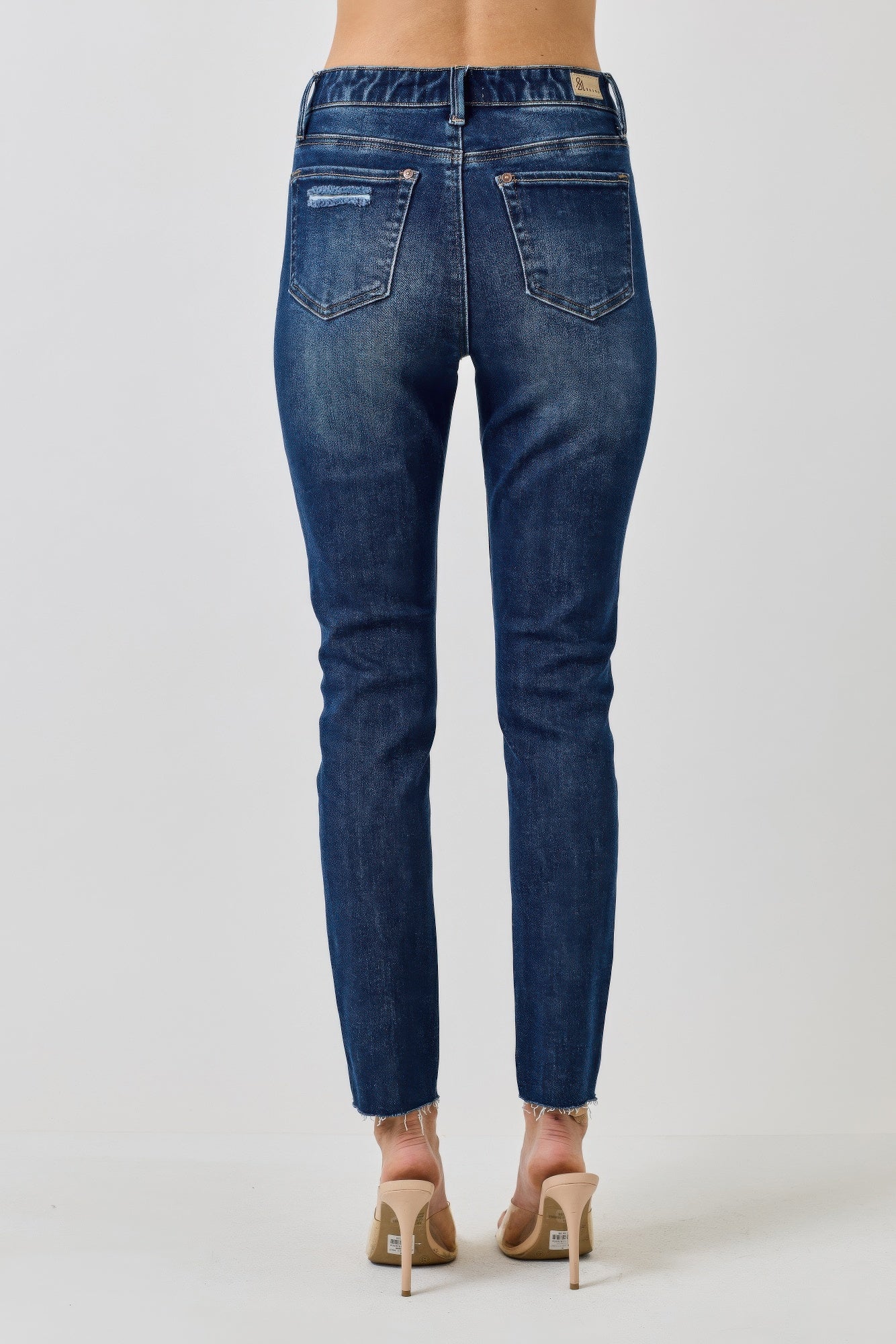 High Rise Ankle Skinny Jeans With Button Fly Saige Jeans