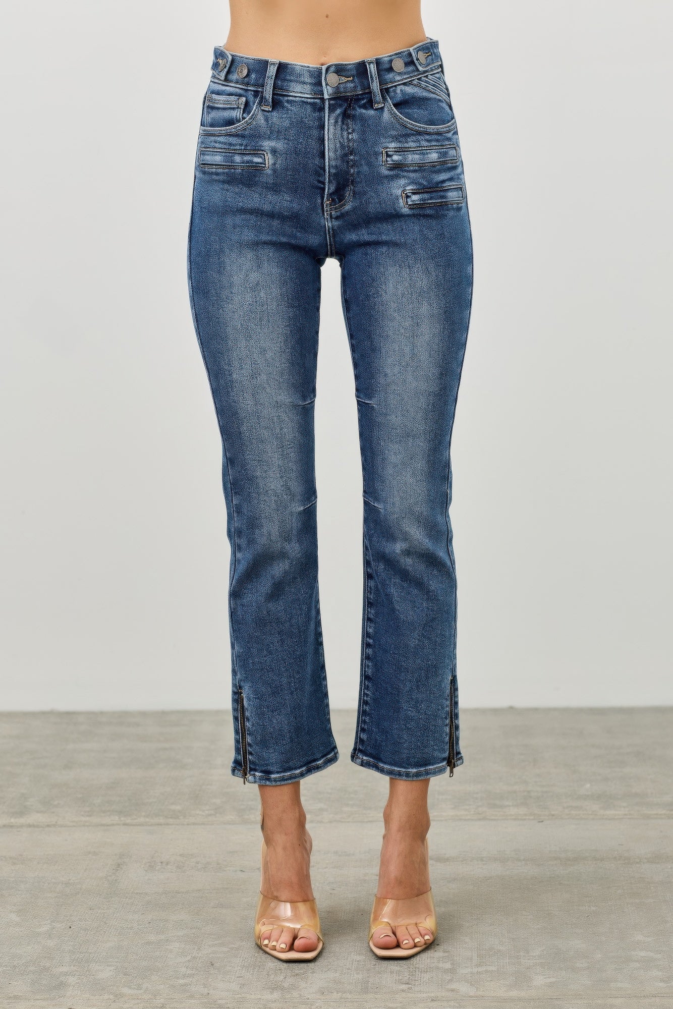 Mid Rise Skinny Crop Tummy Control Jeans Saige Jeans 0