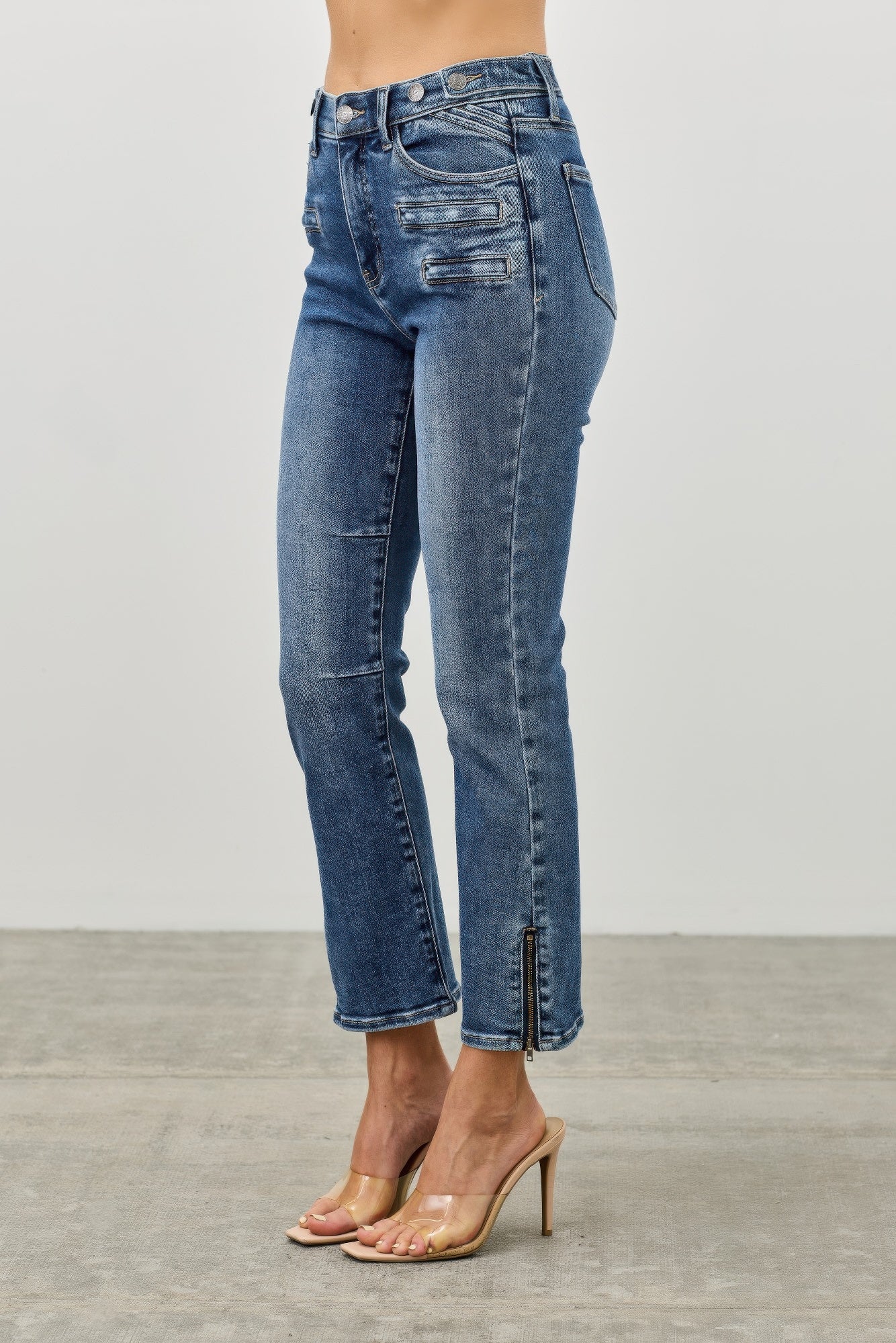 Mid Rise Skinny Crop Tummy Control Jeans Saige Jeans