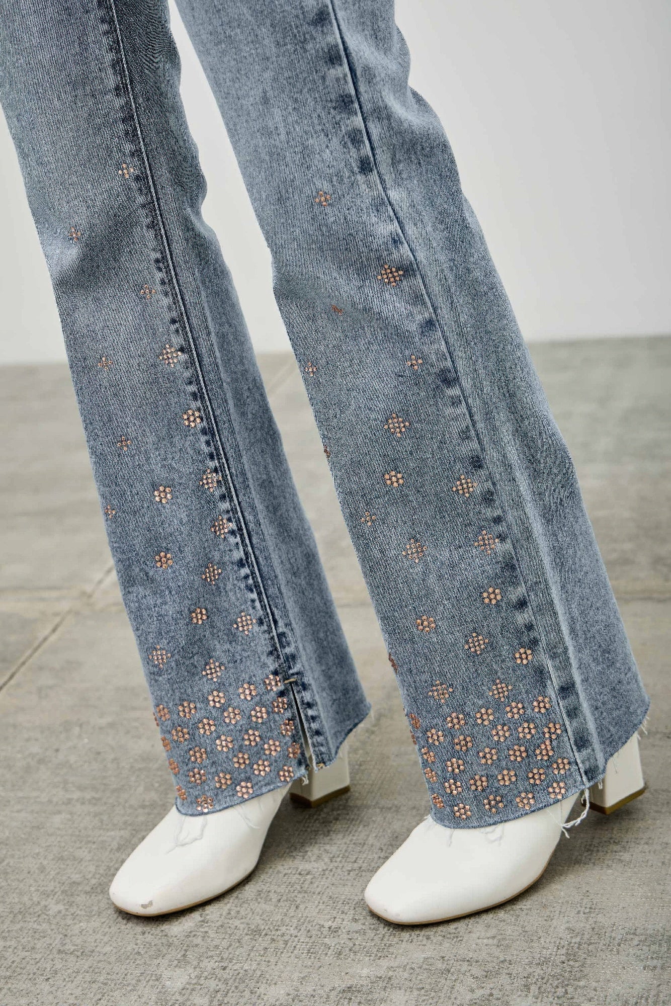 High Rise Kick Flare Jeans With Rhinestone Saige Jeans